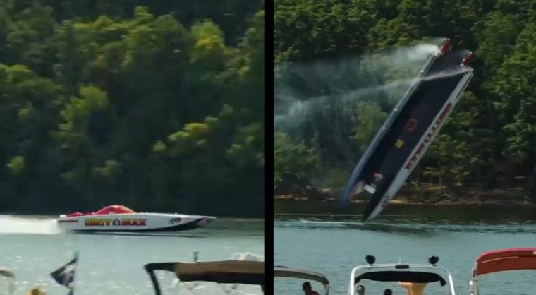 Lancha rompe récord de velocidad y sale disparada por los aires